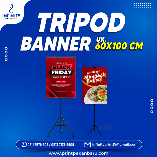 Tripod Banner 60 x 100 cm + Kaki Cetak Aja