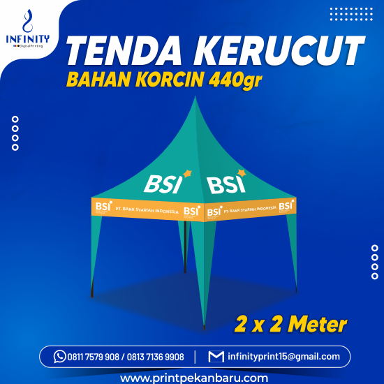 Tenda Kerucut Bahan Korcin 2 x 2 m