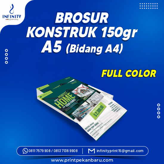 Brosur Konstruk 150gr A5 (Bidang A4) Full Warna Cetak Aja