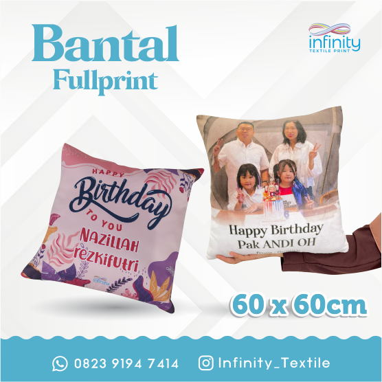 Bantal Fullprint Ukuran 60 x 60 cm